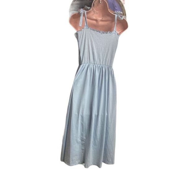 SEE YOU MONDAY Women’s Blue Ruched Bodice Spaghetti Straps Midi Dress Size Mediu - Picture 2 of 5